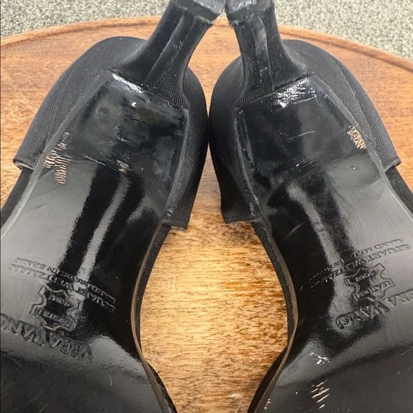 Vera Wang Stuart Weitzman Shoes Wm 7.5M Black Heels Evening Holiday D'Orsay - Picture 11 of 14